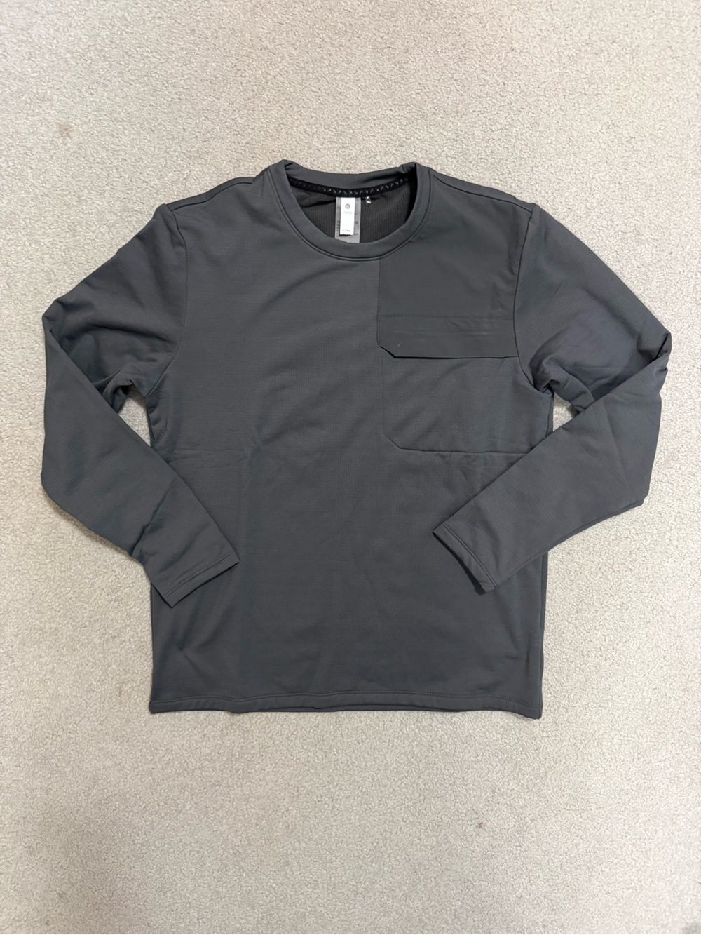 NWT Long-Sleeve Chest Pocket Crew - Charcoal XL